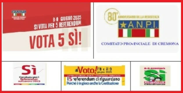 ANPI Cremona Incontro su 'Perchè votare 5SI ai Referendum dell'8-9-giugno