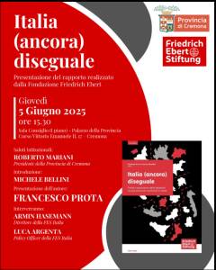 Provincia di Cremona Incontro su “Italia (ancora) diseguale”