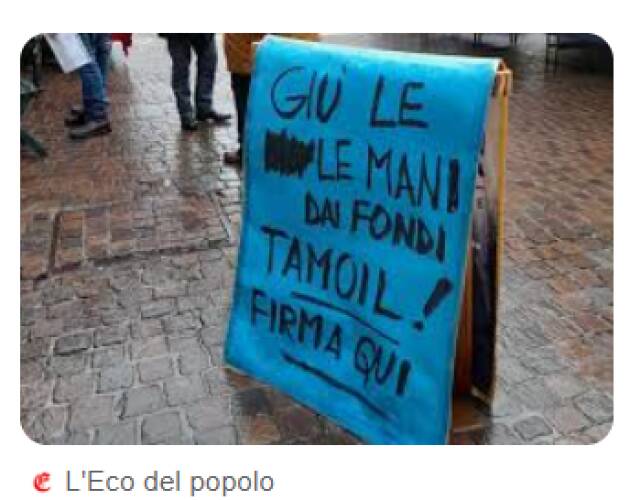 (CR) Atto di indirizzo per l'utilizzazione del risarcimento Tamoil Nulla Cambia