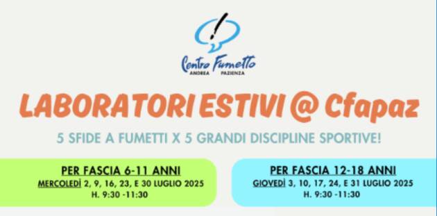 Laboratori estivi per giovani al Centro Fumetto 'Andrea Pazienza' dedicati  all'Atletica!