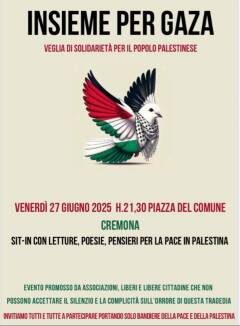 (CR) INSIEME PER GAZA: veglia di solidarietà per il popolo palestinese.