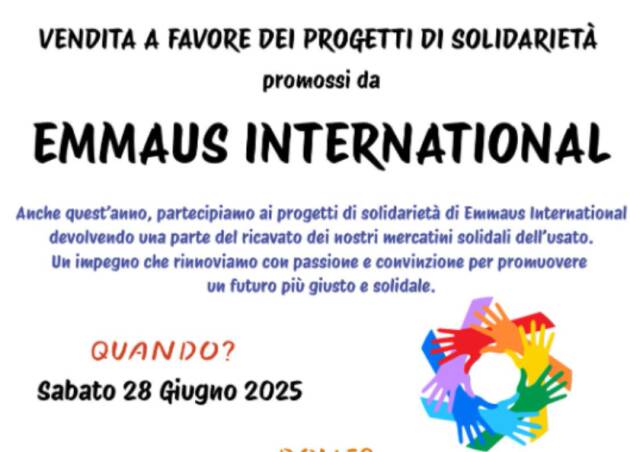 VENDITA DI SOLIDARIETÀ A FAVORE DI EMMAUS INTERNAZIONALE
