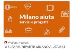 WELFARE. RIPARTE MILANO AIUTA ESTATE, ATTIVITA’ RICREATIVE E ASSISTENZA PER ANZIANI E FRAGILI