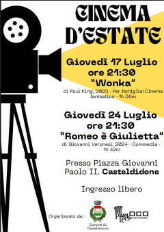 Casteldidone: Cinema d’Estate il 17 e 24 luglio