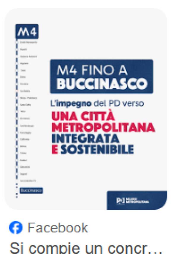  MILANO MOBILITÀ. M4, PROLUNGAMENTO A BUCCINASCO