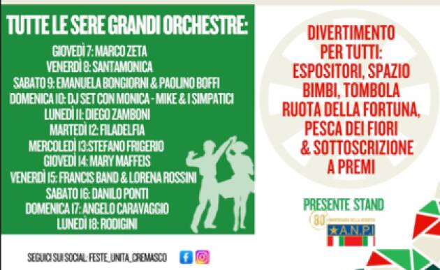 La grande Festa de l'Unità di Pandino Pandino continua fino al 18 agosto