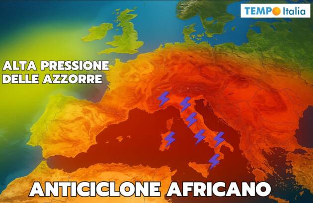 Meteo Alta Pressione africana inizia a cedere.  Arrivano i temporali. Il refrigerio