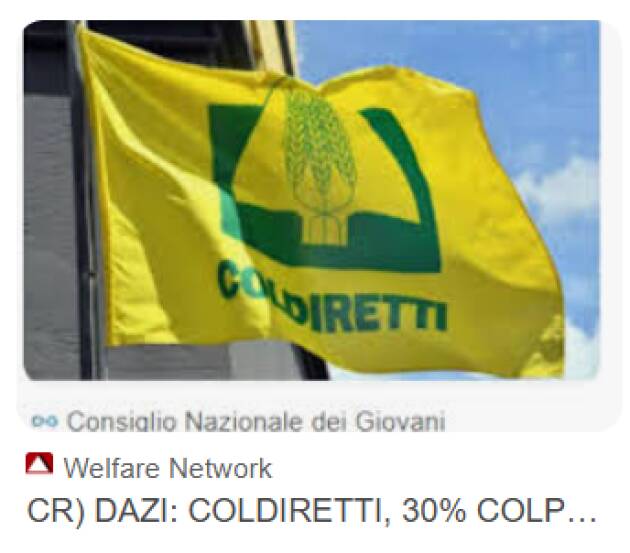 DAZI: COLDIRETTI/FILIERA ITALIA, DA VINO A OLIO STANGATA DA OLTRE 1 MLD