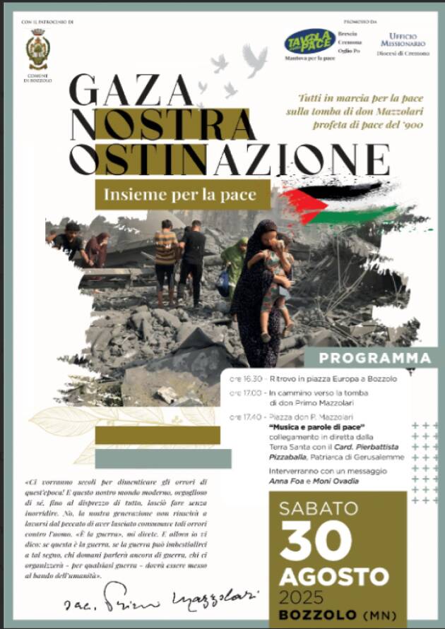 CGIL Cremona aderisce alla manifestazione di Bozzolo 'Gaza nostra ostinazione'