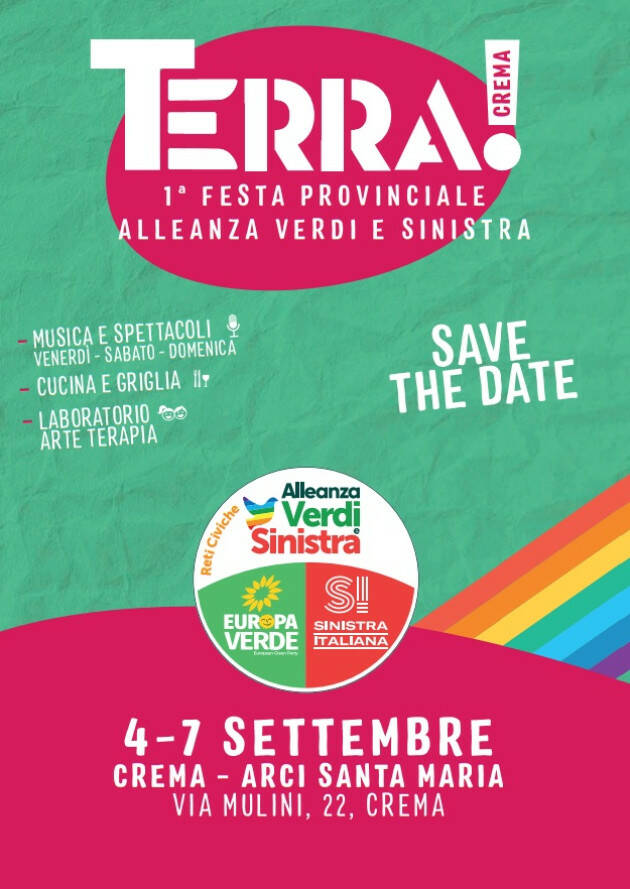 Dal 4 al 7 settembre Crema ospiterà “Terra!” presso il Circolo Arci Santa Maria