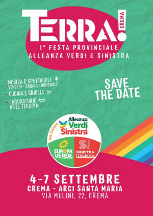 Dal 4 al 7 settembre Crema ospiterà “Terra!”  presso il Circolo Arci Santa Maria