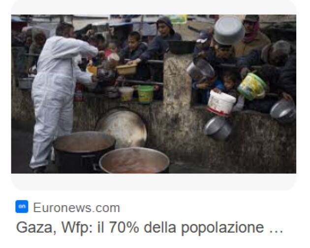 Gaza: Cia, fermare la guerra e la carestia in atto