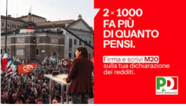 Dona il 2×1000, è semplice e non ti costa nulla al Partito Democratico 