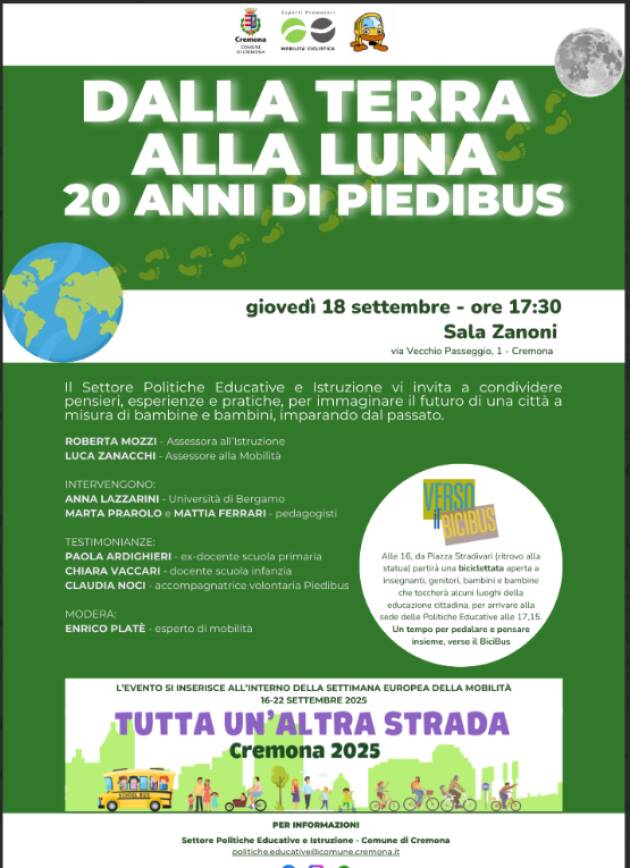 Vent’anni di Piedibus a Cremona: se ne parla il 18 settembre in Sala Zanoni