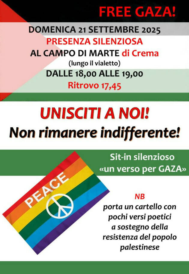 Crema UN VERSO POETICO PER GAZA