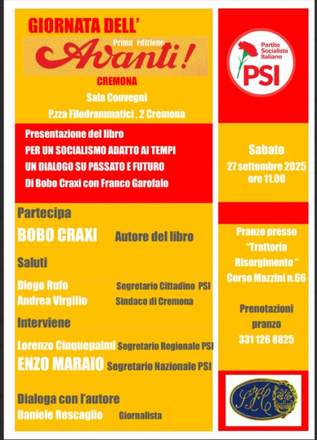 (CR) Bobo Craxi:  presenta il suo libro : “Per un socialismo adatto ai tempi... 