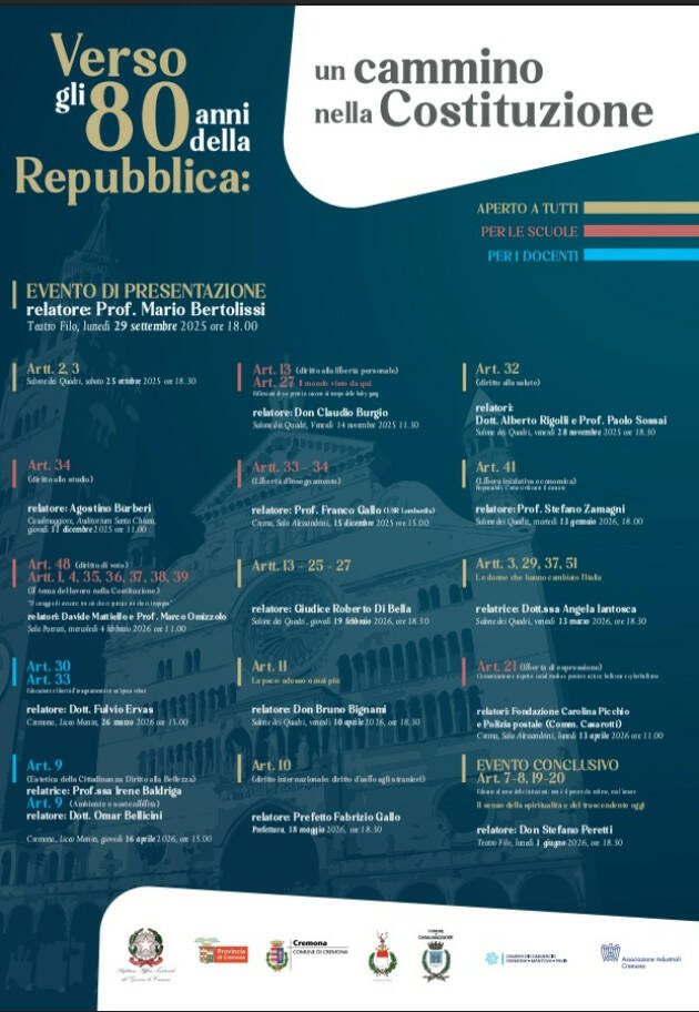 (CR) Prefettura Verso gli 80 anni della Repubblica: un cammino nella Costituzione