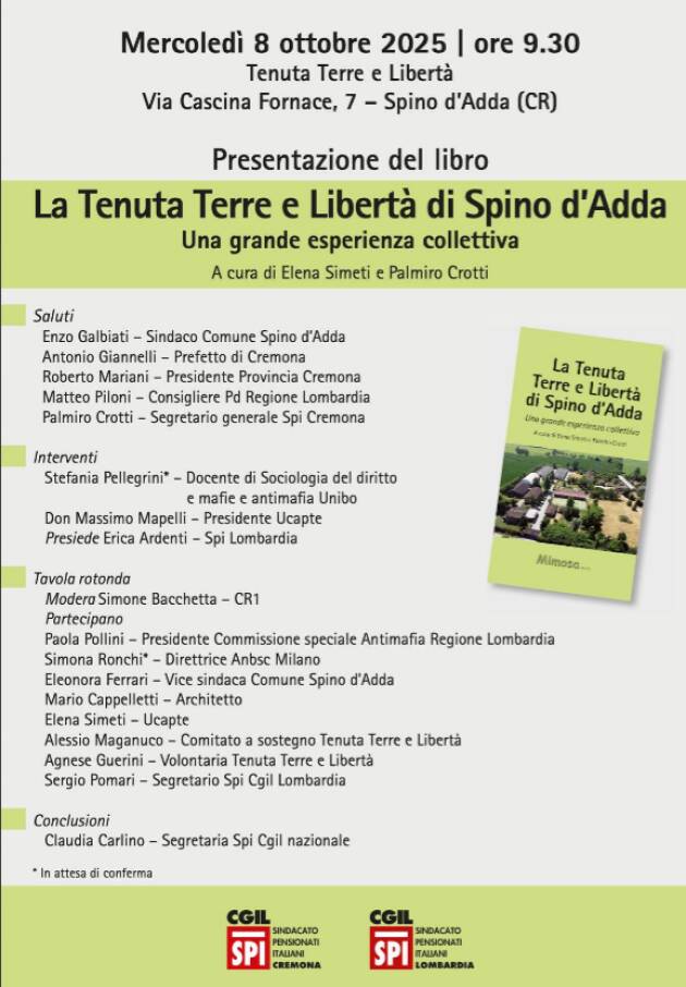 WelLibri presenta 'La Tenuta Terre e Libertà di Spino D'Adda'