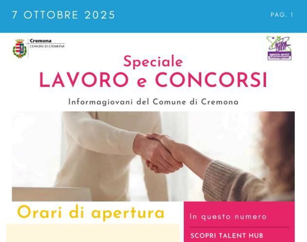 SPECIALE LAVORO CONCORSI Cremona, Crema, Soresina, Casal.ggiore | 7 ottobre 2025