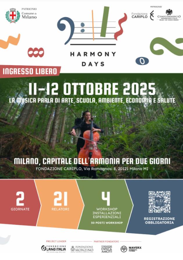 Milano chiama a raccolta scienza e musica: nasce HARMONY DAYS