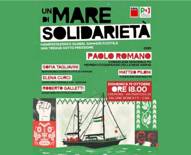 PD Cremona Città Incontra Paolo Romano navigante sulla FLOTTILLA verso Gaza
