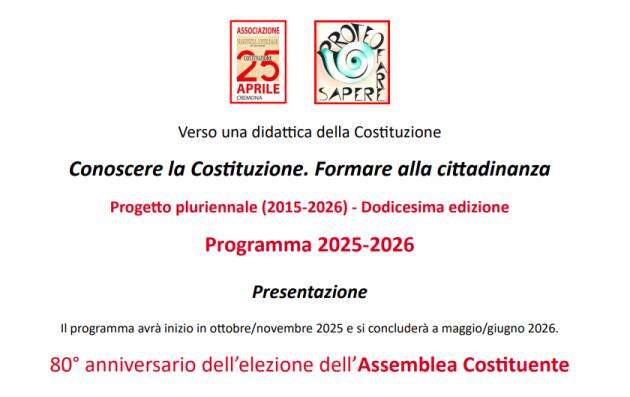 (CR) Ass. 25 Aprile Verso una didattica della Costituzione Conoscere la Costituzione