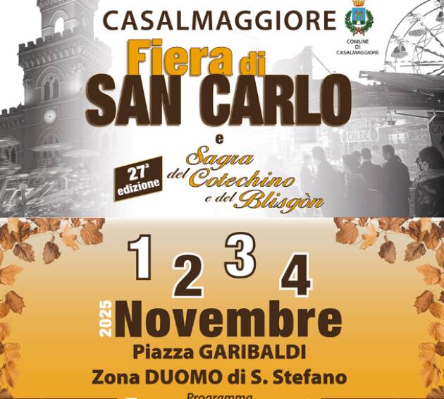Casalmaggiore , ritorna la Fiera di San Carlo 1-2-3-4 novembre 2025