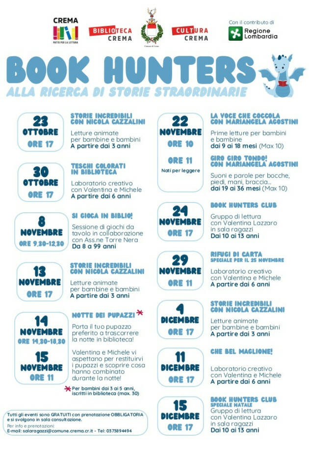 Crema Book Hunters: alla ricerca di storie straordinarie Event 22 novembre