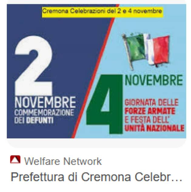 Prefettura di Cremona Celebrazioni 2 e 4 novembre