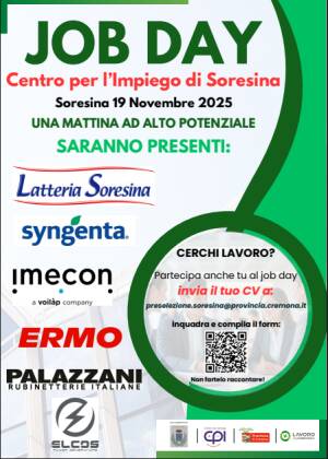 Partecipa al Job Day di Soresina! del 19 novembre