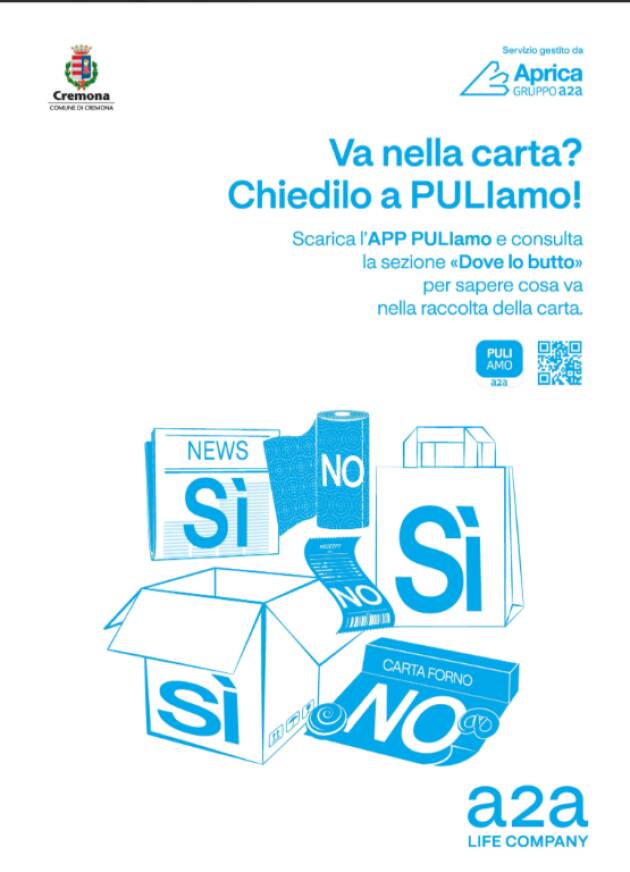 COMUNE DI CREMONA E APRICA INSIEME PER UNA  RACCOLTA DIFFERENZIATA DI QUALITÀ