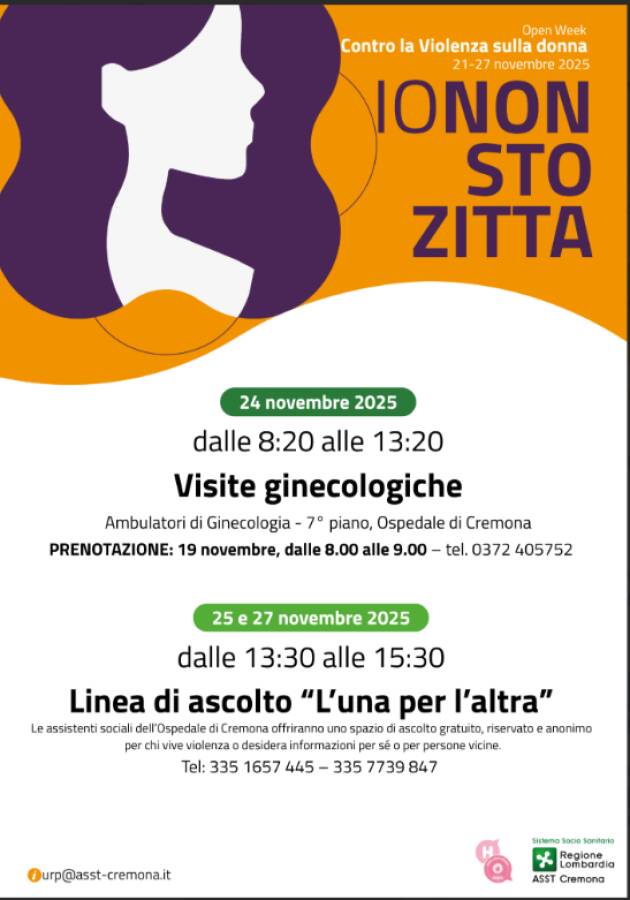 ASST CREMONA GIORNATA MONDIALE CONTRO LA VIOLENZA SULLE DONNE 