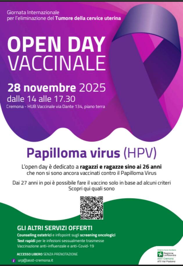 ASST Cremona OPEN DAY VACCINALE CONTRO IL PAPILLOMA VIRUS