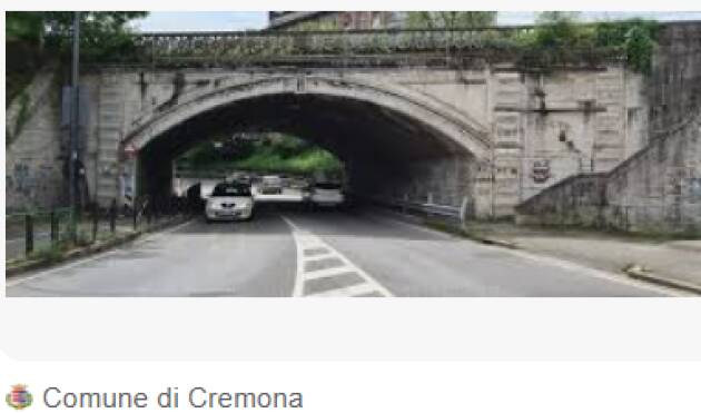 (CR) Da sabato 29 novembre sottopasso ferroviario di via Bergamo interamente transitabile