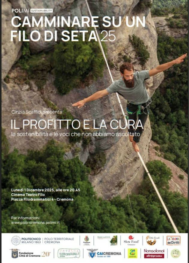 (CR) CAMMINARE SU UN FILO DI SETA Il profitto e la cura”: presenta Cinzia Scaffidi