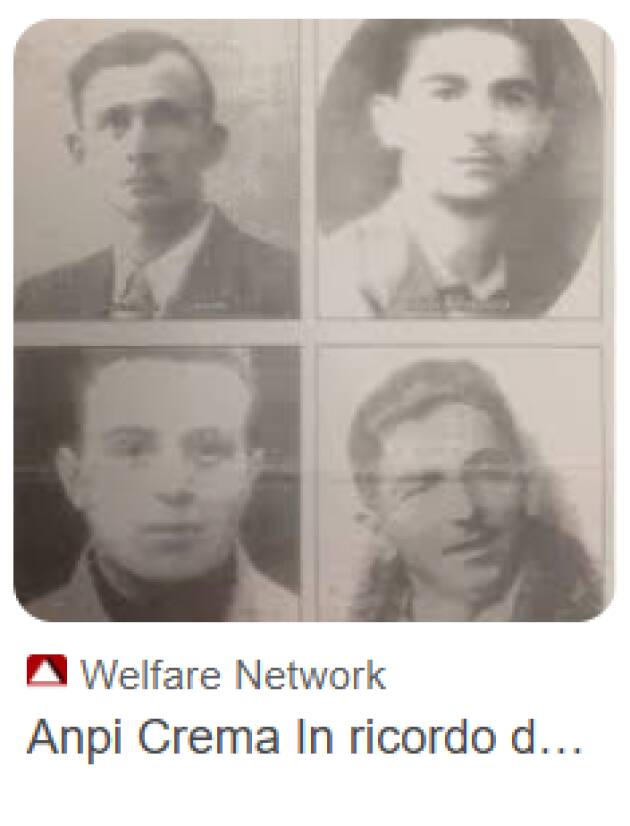 Crema  al Voltini per ricordare i 4 martiri partigiani uccisi il 28 novembre 1944.