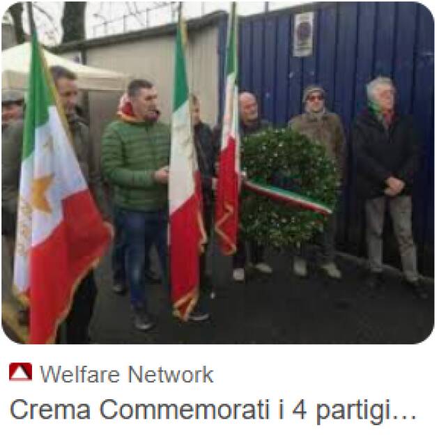 Crema  al Voltini per ricordare i 4 martiri partigiani uccisi il 28 novembre 1944.