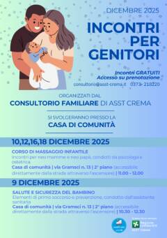 Asst Crema Consultorio, gli eventi del mese di dicembre 2025 Incontri 12 dicembre