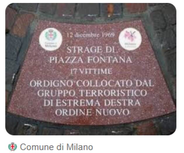 MILANO È MEMORIA. DOMANI, 12 DICEMBRE, 56° ANNIVERSARIO STRAGE DI PIAZZA FONTANA