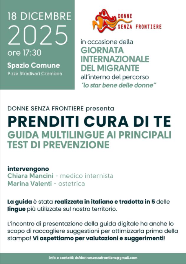 (CR) Donne Senza frontiere presenta guida multilingue