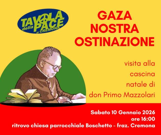 La Tavola della Pace organizza la prima iniziativa dell'anno a Cremona