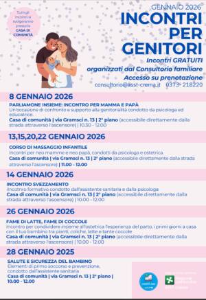 ASST Crema Consultorio, gli eventi del mese di gennaio 2026 