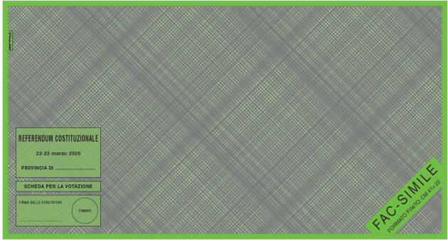 Fac-Simile di scheda per il Referendum Costituzionale Giustizia che si terrà il 22-23 marzo 2026