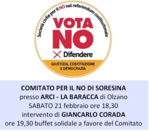 Incontro COMITATO PER IL NO DI SORESINA  presso ARCI - LA BARACCA di Olzano