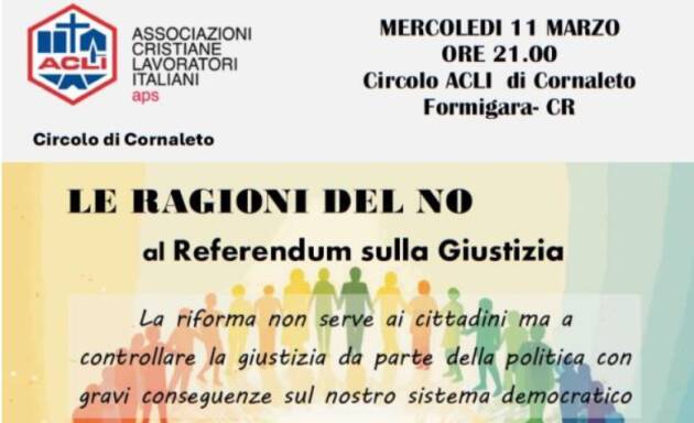 (CR) Formigara Incontro l' 11 marzo Referendum LE RAGIONI DEL NO con Giancarlo Corada