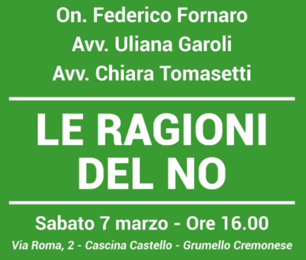 A Grumello Cremonese Incontro Le ragioni del No al Referendum Evento 7 marzo