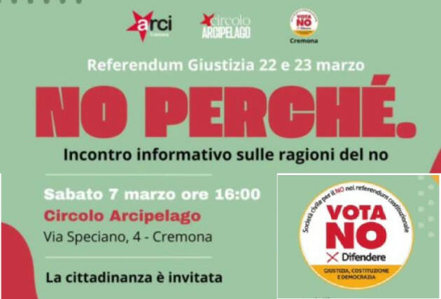 Arci Cremona Verso il Referendum incontro sulle ragioni del NO Evento del 7 marzo