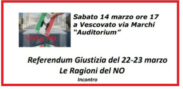 Vescovato Referendum Le ragioni del NO incontro del  14 marzo