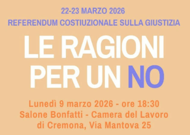 (CR) Referndum Le ragioni del NO Libera organizza un evento il 9 di marzo 