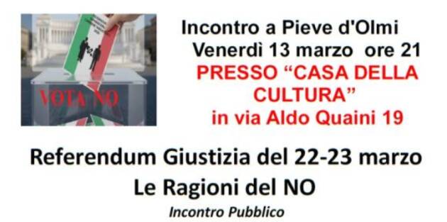 Pieve d'Olmi Referendum Le ragioni del NO incontro del 13 marzo